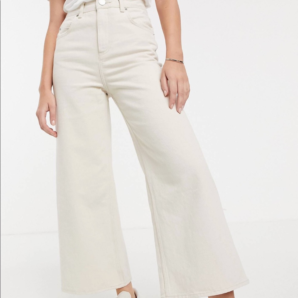 ASOS Design premium wideleg jeans in bone white